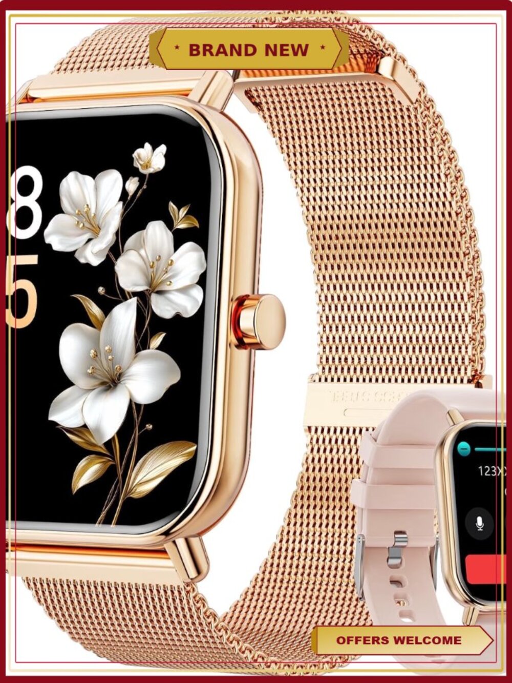 Smart Watch for Women Men IP68 Waterproof 1.85" Fitness Tracker with Bluetooth